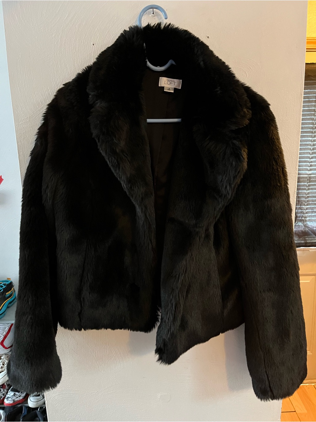 Loft Black Faux Fur Teddy Jacket